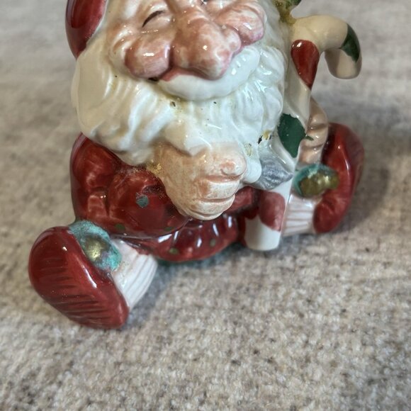 Vtg 1990 Fitz & Floyd Salt & Pepper Shakers Christmas Elves w/ Candy Canes - Picture 6 of 7